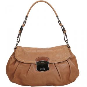 Pre Owned Prada Brown Leather Baguette Bag