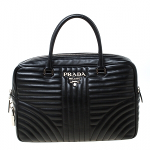 Pre Owned Prada Black Leather Bauletto Satchel