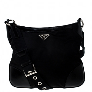 Pre Owned Prada Black Nylon and Leather Crossbody Bag
