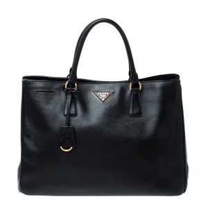 Pre Owned Prada Black Saffiano Lux Leather Gardener's Tote
