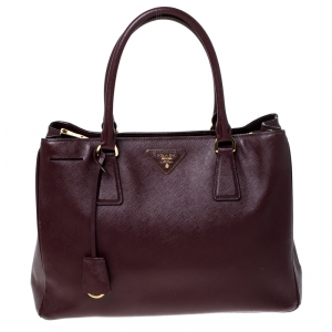 Pre Owned Prada Burgundy Saffiano Lux Leather Tote
