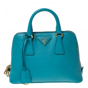 Pre Owned Prada Teal Saffiano Lux Leather Small Promenade Satchel