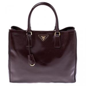 Pre Owned Prada Granate Patent Leather Shopper Tote