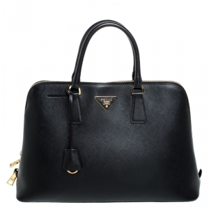 Pre Owned Prada Black Saffiano Lux Leather Promenade Bag