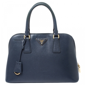 Pre Owned Prada Blue Saffiano Lux Leather Promenade Bag