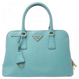 Pre Owned Prada Turquoise Saffiano Leather Medium Promenade Tote