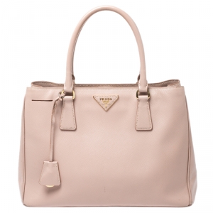 Pre Owned Prada Beige Saffiano Lux Leather Small Tote 