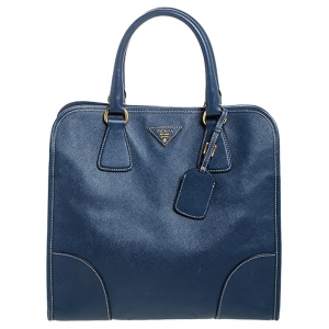 Pre Owned Prada Blue Leather Tote