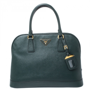 Pre Owned Prada Smeraldo Saffiano Lux Leather Medium Promenade Bag