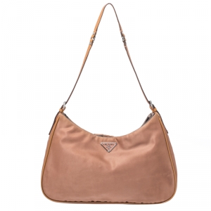 Pre Owned Prada Copper Tessuto Nylon Shoulder Bag