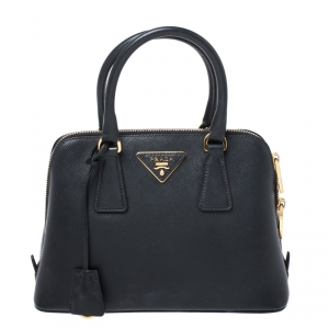 Pre Owned Prada Black Saffiano Lux Leather Small Promenade Satchel