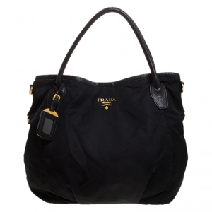 Pre Owned Prada Black Tessuto Nylon and Leather Tote