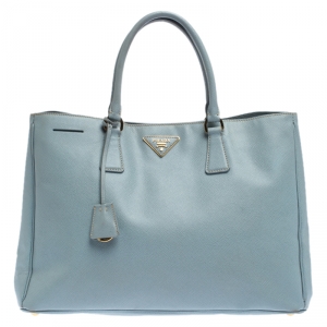 Pre Owned Prada Sky Blue Saffiano Lux Leather Large Gardener's Tote