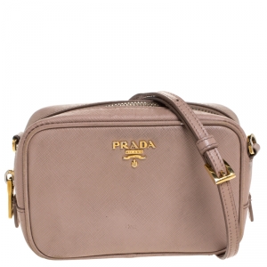 Pre Owned Prada Beige Saffiano Leather Camera Crossbody Bag