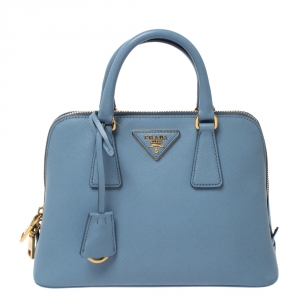 Pre Owned Prada Blue Saffiano Lux Leather Small Promenade Satchel