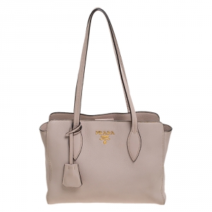 Pre Owned Prada Beige Vitello Leather Tote