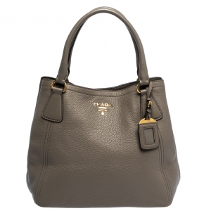 Pre Owned Prada Taupe Vitello Daino Leather Tote