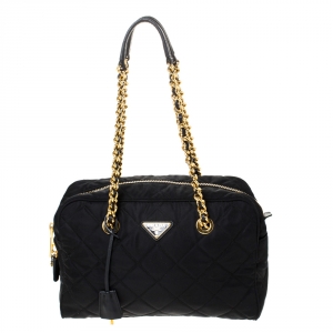 Pre Owned Prada Black Nylon Medium Shoulder Bag