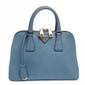 Pre Owned Prada Blue Saffiano Lux Leather Small Promenade Satchel