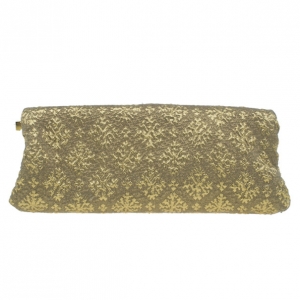 Prada Gold Fabric Floral Brocade Clutch