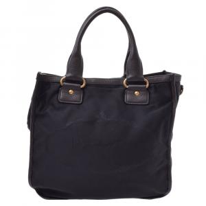 Pre Owned Prada Brown Nylon Leather Tote Bag
