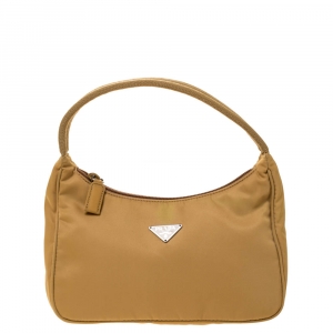 Pre Owned Prada Yellow Nylon Mini Pochette Bag