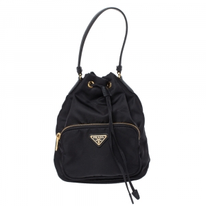 Pre Owned Prada Black Nylon Duet Top Handle Bag