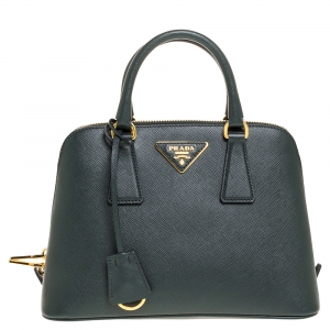 Pre Owned Prada Green Saffiano Leather Small Promenade Shoulder Bag
