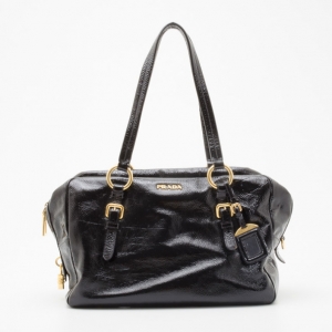 Pre Owned Prada Black Patent Leather Satchel