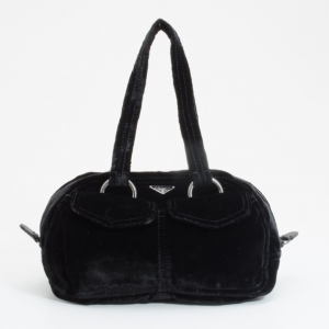 Pre Owned Prada Black Velvet Satchel