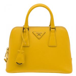 مملوكة مسبقًا Prada Yellow Saffiano Leather Small Vernice Promenade Crossbody Bag