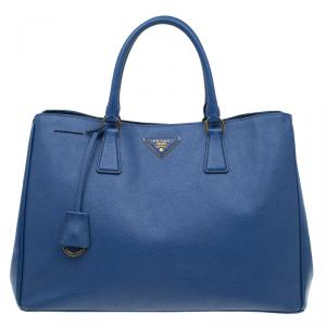 مملوكة مسبقًا Prada Blue Saffiano Lux Leather Large Tote