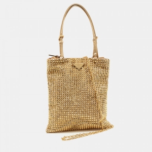 Prada Gold Satin Crystal Embellished Crossbody Bag