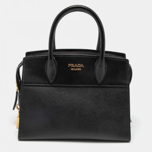 Pre Owned Prada Black Saffiano Lux and City Leather Esplanade Tote