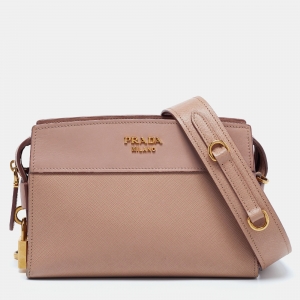 Prada Beige Saffiano Leather Esplanade Shoulder Bag