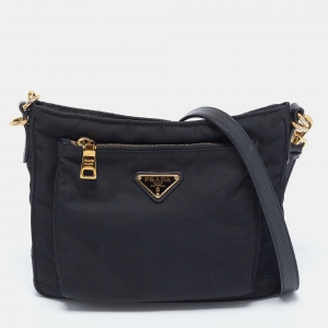 Prada Black Tessuto Nylon Front Pocket Messenger Bag