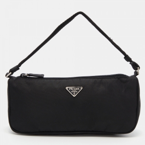 Prada Black Nylon Baguette Bag