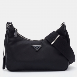 Prada Black Nylon and Leather Re-Edition 2005 Shoulder Bag