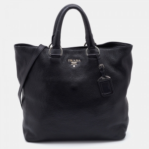 Prada Black Vitello Diano Shopper Tote