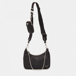 مملوكة مسبقًا Prada Black Nylon and Saffiano Leather Re-Edition 2005 Shoulder Bag