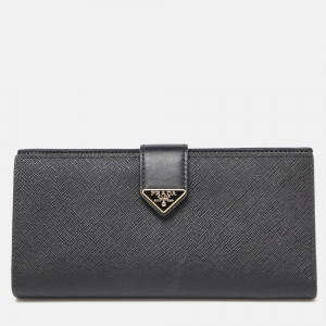 Prada Black Leather Saffiano Leather Wallet