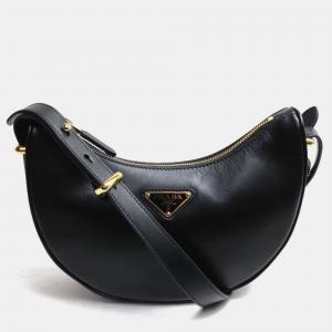 Prada Black Leather arque Shoulder Bag