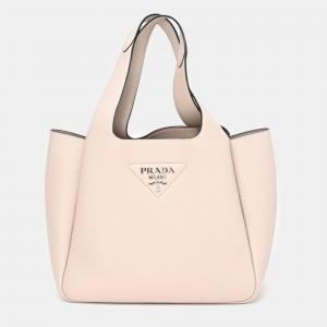 Prada Pink Beige Leather Vitello Danio Tote Bag