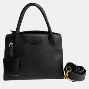 Prada Black Saffiano Leather Cuir Tote Bag