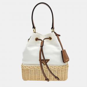 Pre Owned Prada Multicolor Wicker Canvas Basket Bag