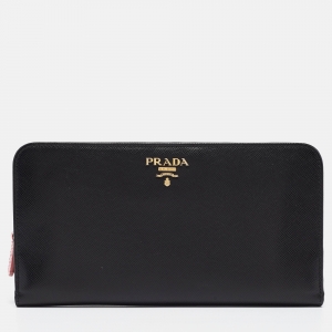Prada Black Saffiano Leather Long Wallet