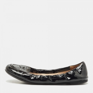 Prada Black Patent Leather Scrunch Ballet Flats Size 37