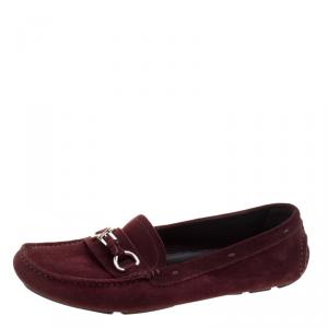 Pre Owned Prada Bordeaux Suede Loafers Size 39.5