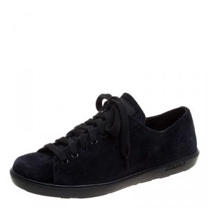 Pre Owned Prada Sport Navy Blue Suede Lace Up Sneaker Size 38.5