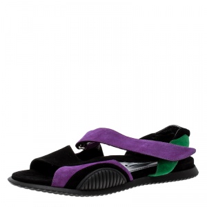 Prada Multicolor Suede Flat Sandals Size 37